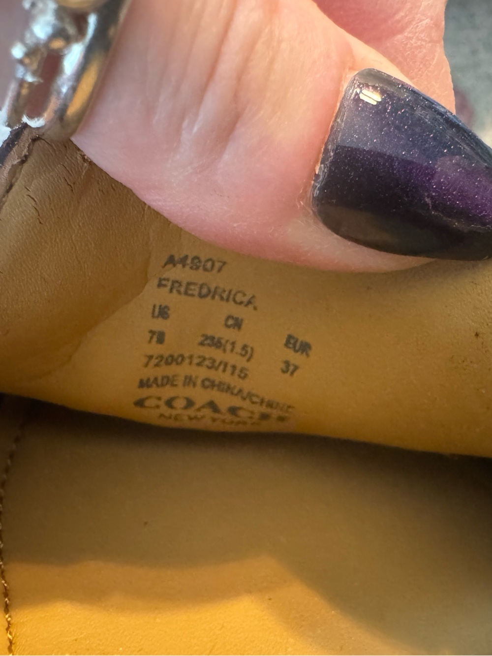 Coach Women's Suede Moccasins in Deep Brown with Gold Accent - Picture 3 of 3